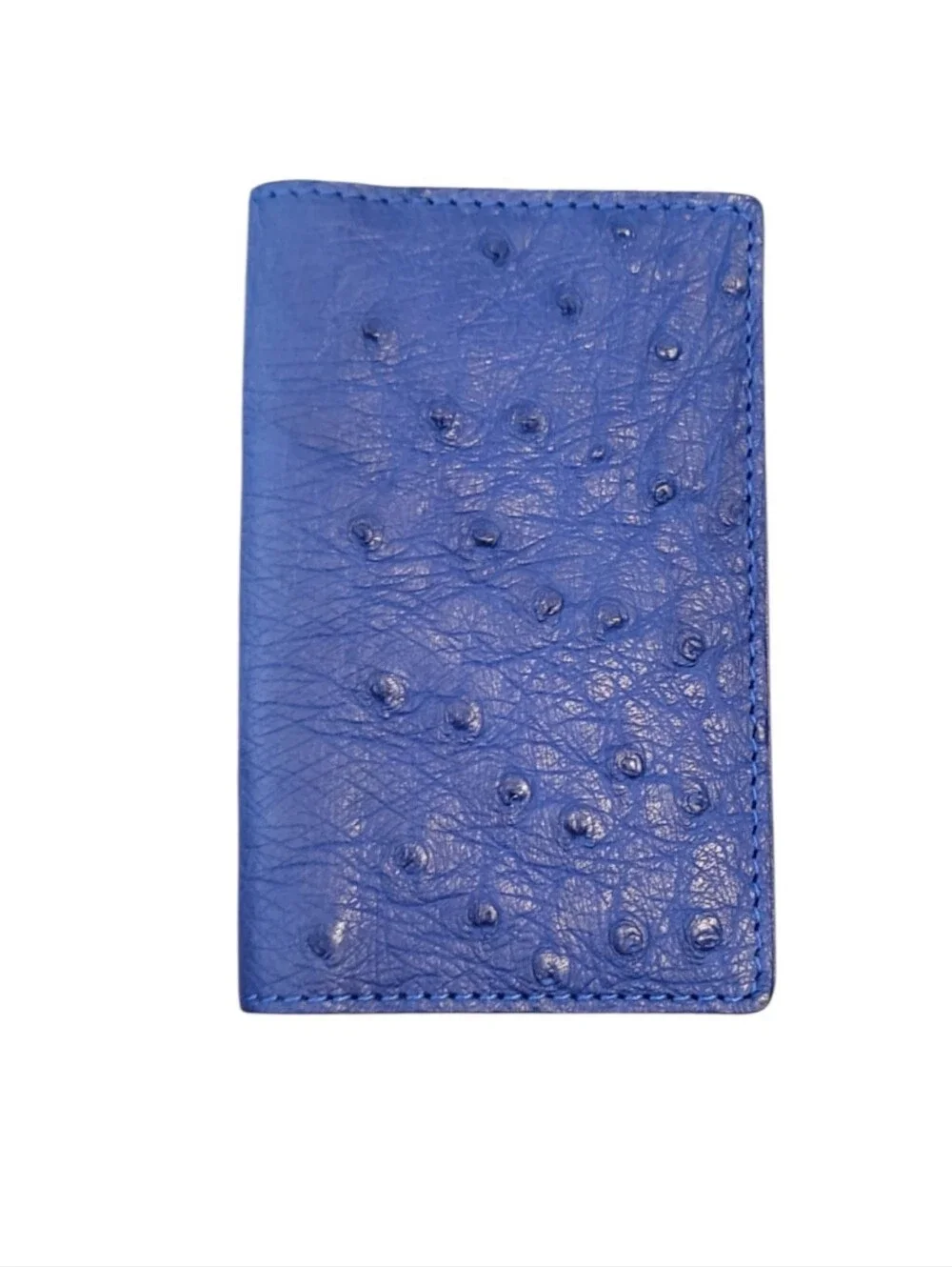 Borlino Italy Royal Blue Ostrich-Texture Leather Card Holder